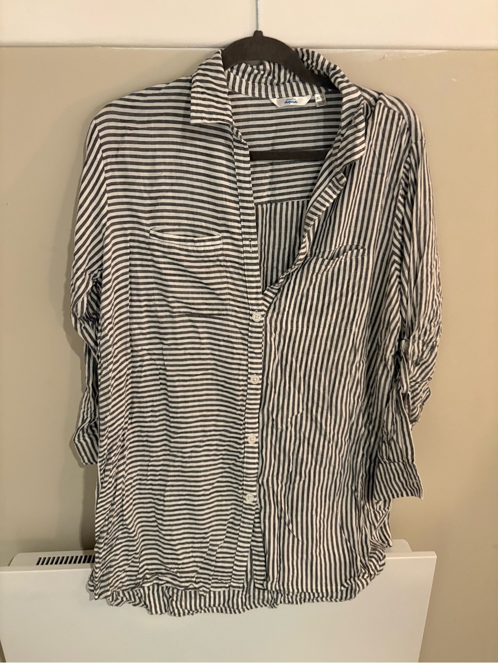 Striped Button-Up Shirt in Black and White